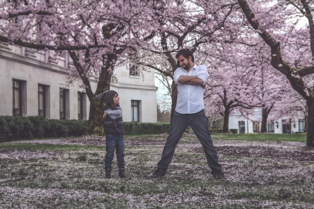 father son in Spring nature