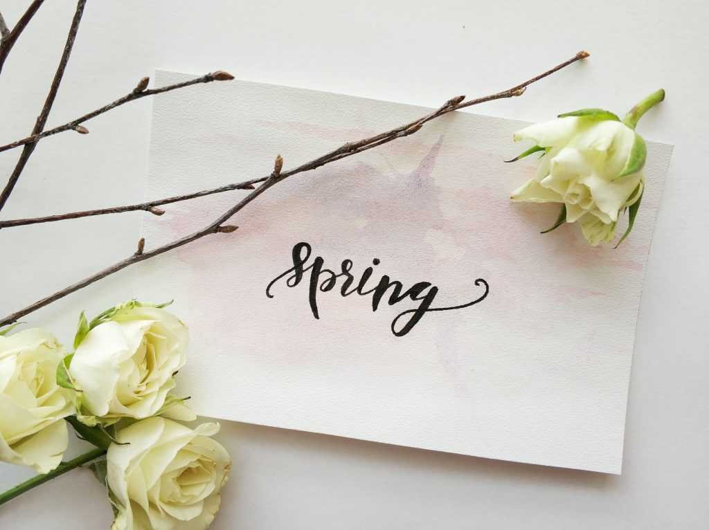 a Spring letter surrounded by flowers