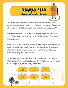 Honi the Circle Maker worksheet for Tu-Bishvat