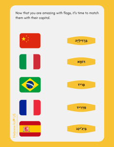 Hebrew Countries Worksheet