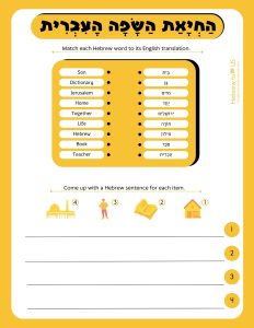 Revival of the Hebrew Language Ben Yehudah Worksheet 