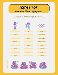 Hebrew Olympics Worksheet