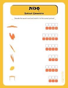 Sukkot Gematria worksheet